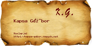 Kapsa Gábor névjegykártya